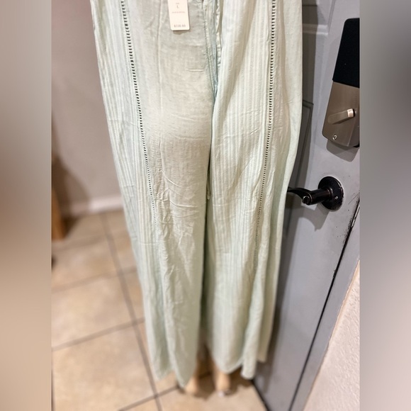 ANTHROPOLOGIE Lilka Womens Mint Green Halsey Embroidered Wide Leg Jumpsuit Large - Picture 9 of 15